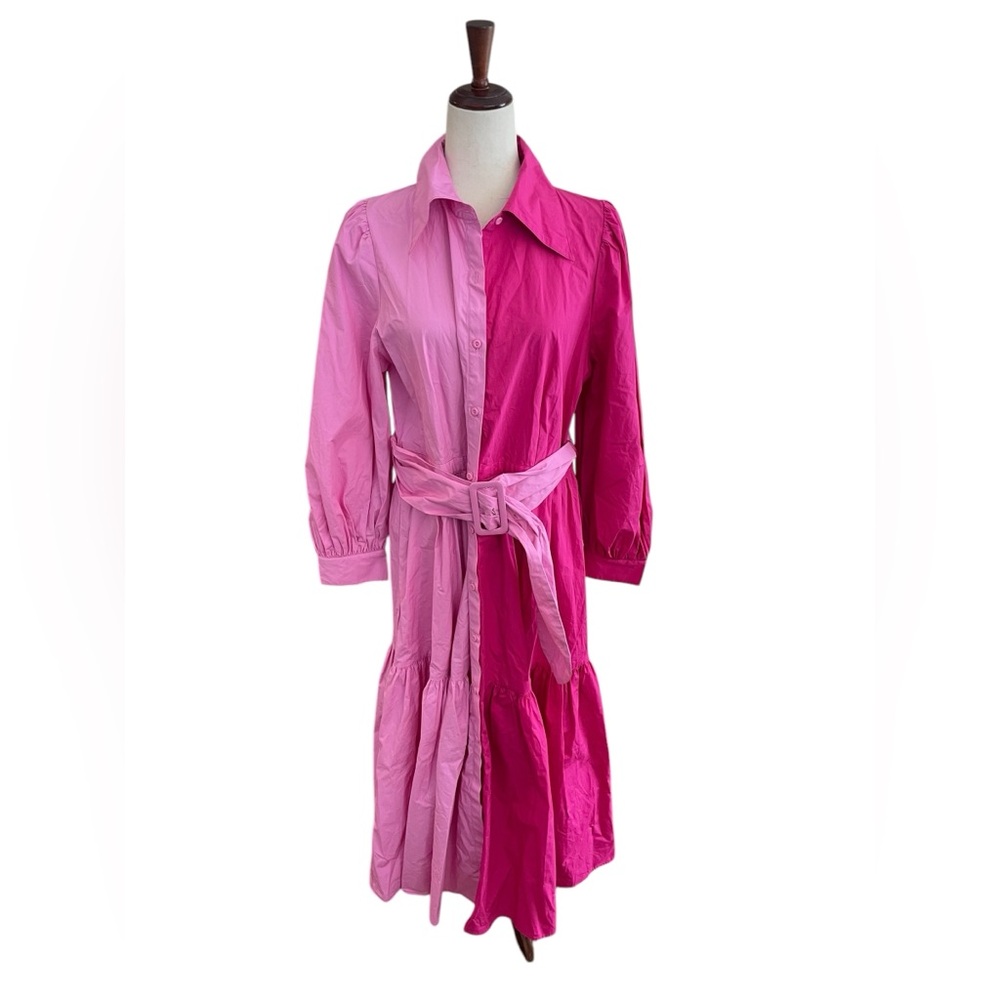 Christopher John Rogers x Target Two-Tone Pink Midi Shirt Dress New With Tags - Picture 3 of 16